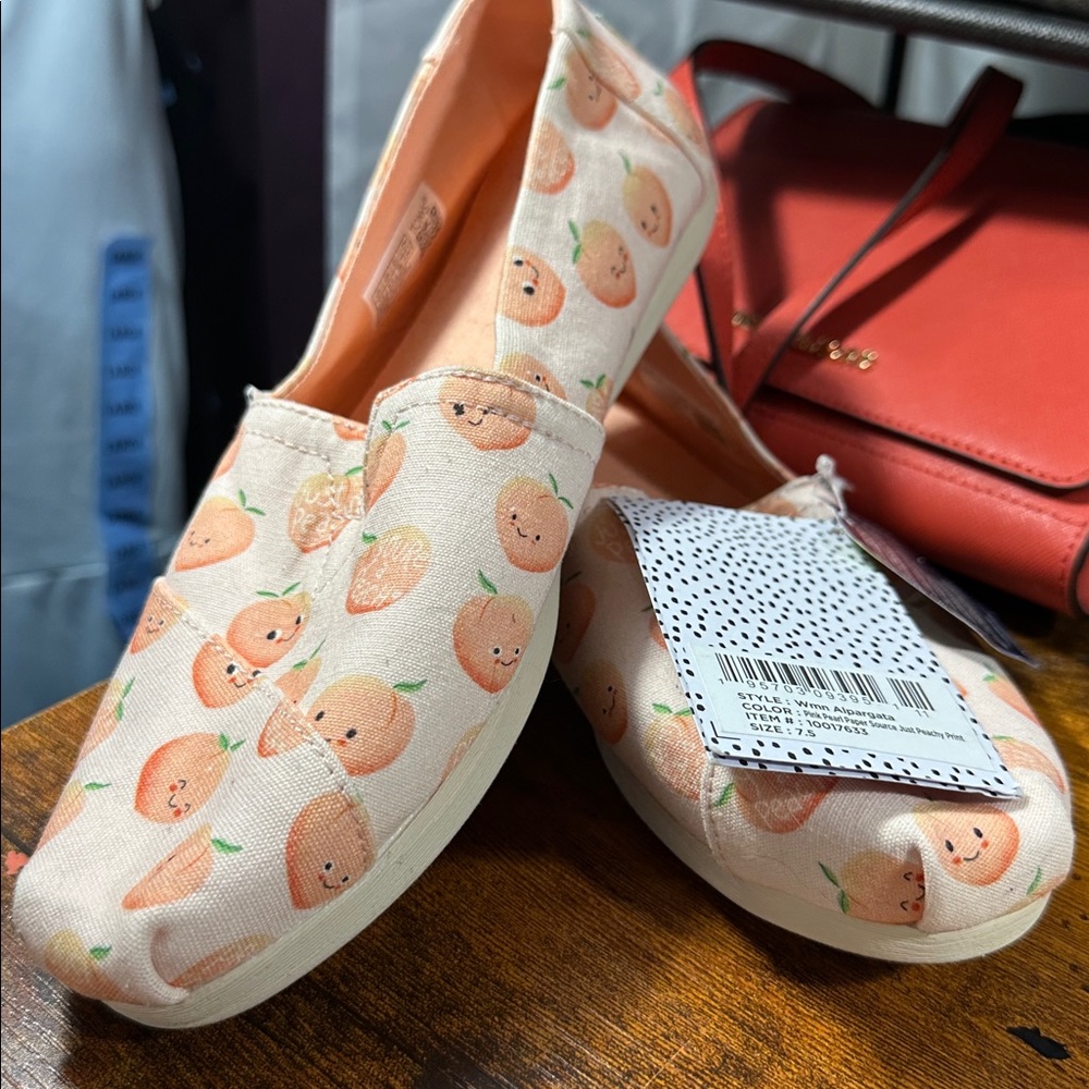 Tom’s X Papersource Peach Loafers